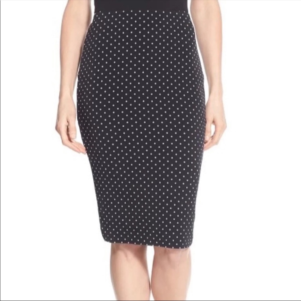 Vince Camuto polka a dot skirt black white Medium pencil fitted body con 20s M - Picture 3 of 16